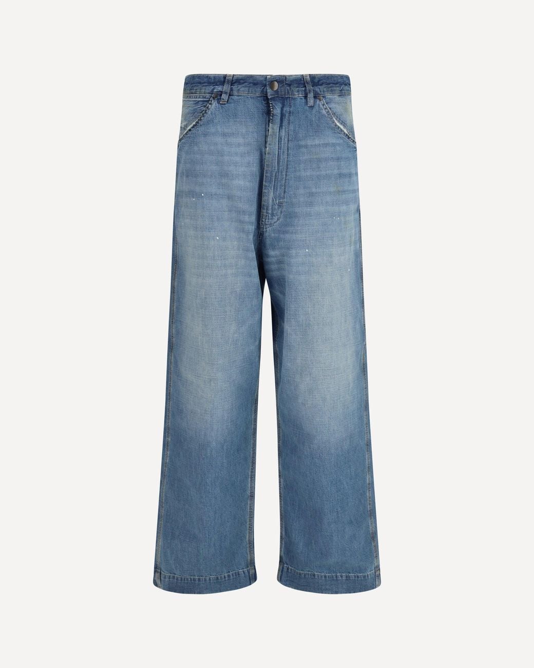 Margiela Blue Patchwork-Detail Wide Leg Jeans