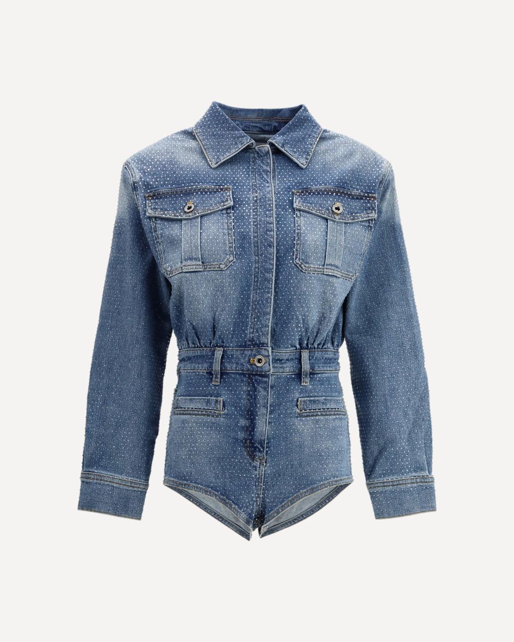 Self-Portrait Blue Rhinestone Denim Jacket
