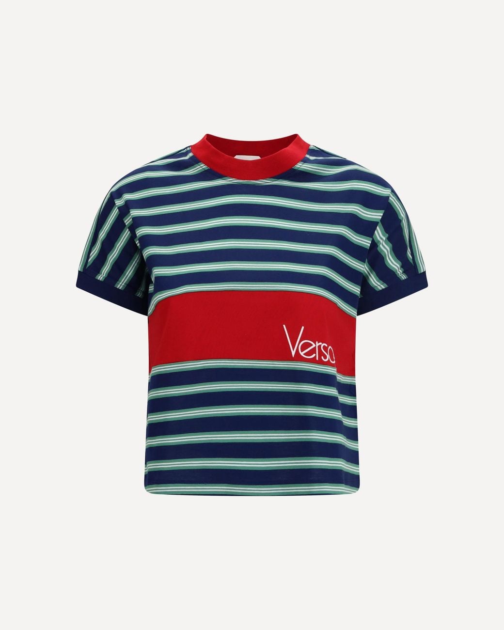 Versace Blue Striped Cotton T-Shirt