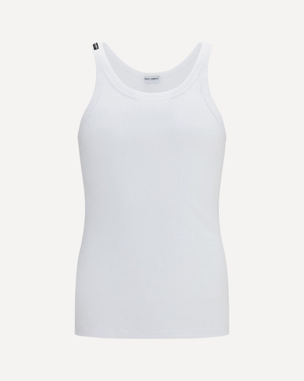 Dolce & Gabbana White Marcello Ribbed Cotton Tank Top for men