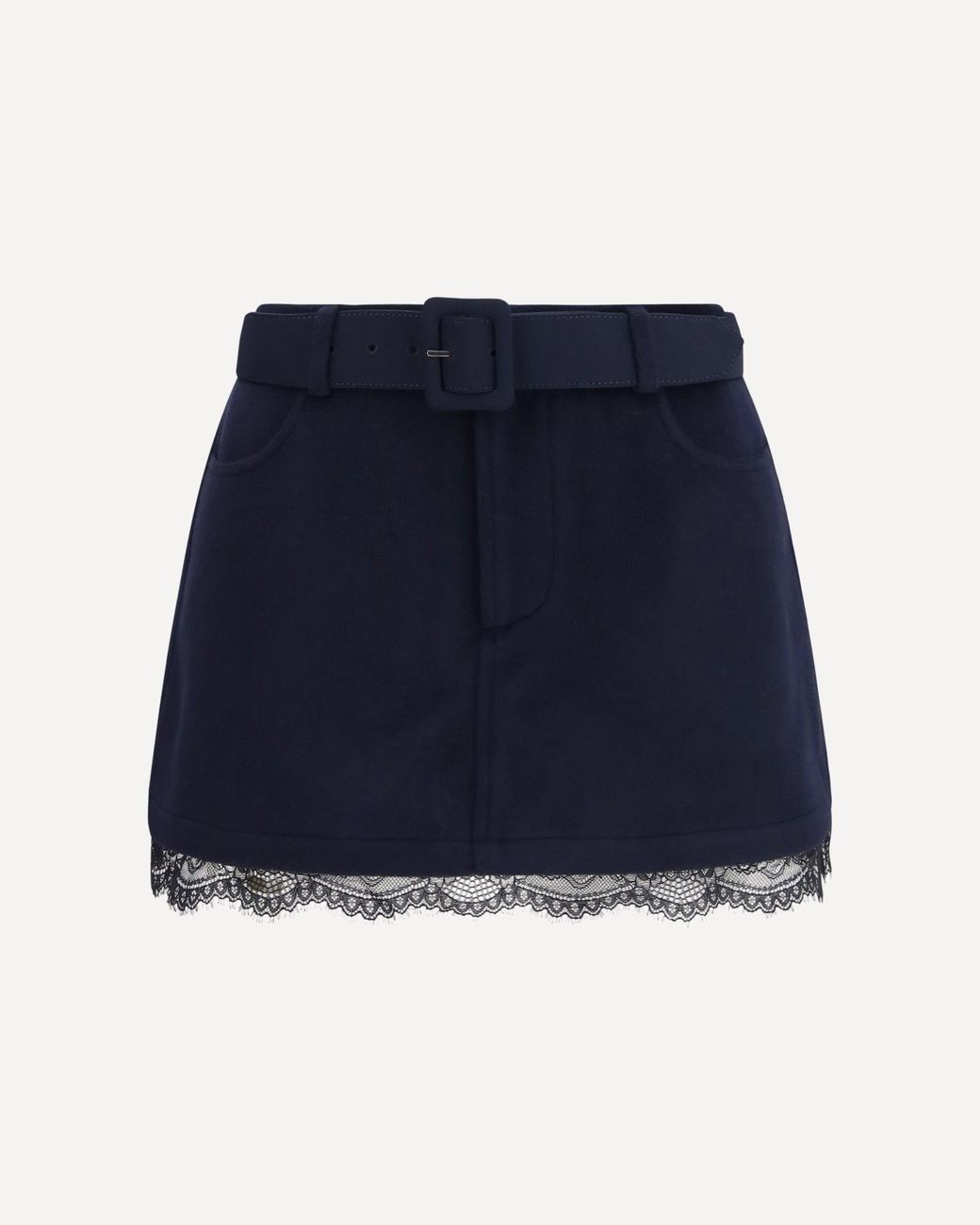 Self-Portrait Blue Wool Shorts With Lace