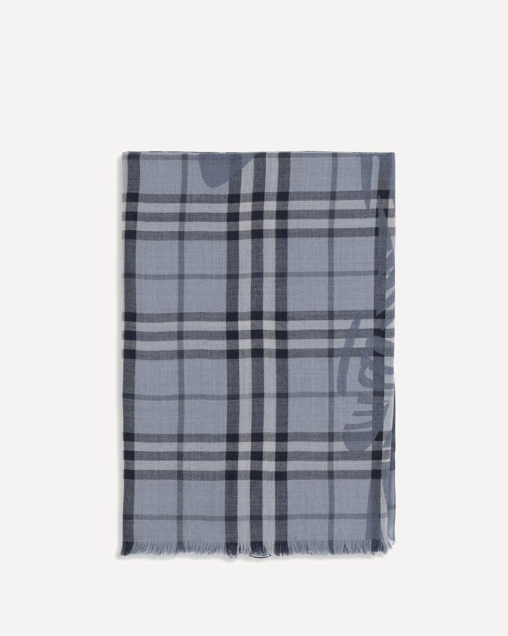 Burberry Blue Knight Check Wool And Silk Scarf