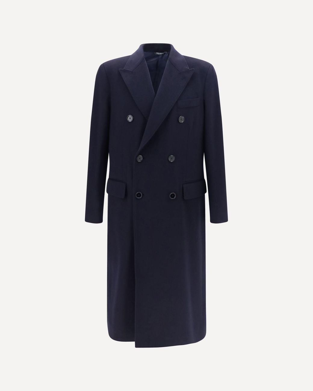 Dolce & Gabbana Blue Double-Breasted Wool Coat for men