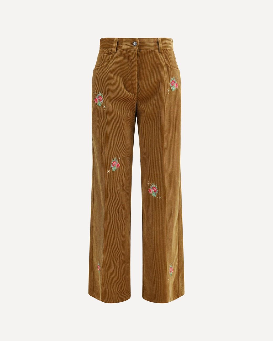 Forte_forte Natural Forte_Forte Velvet Pants With Embroidered Bouquets