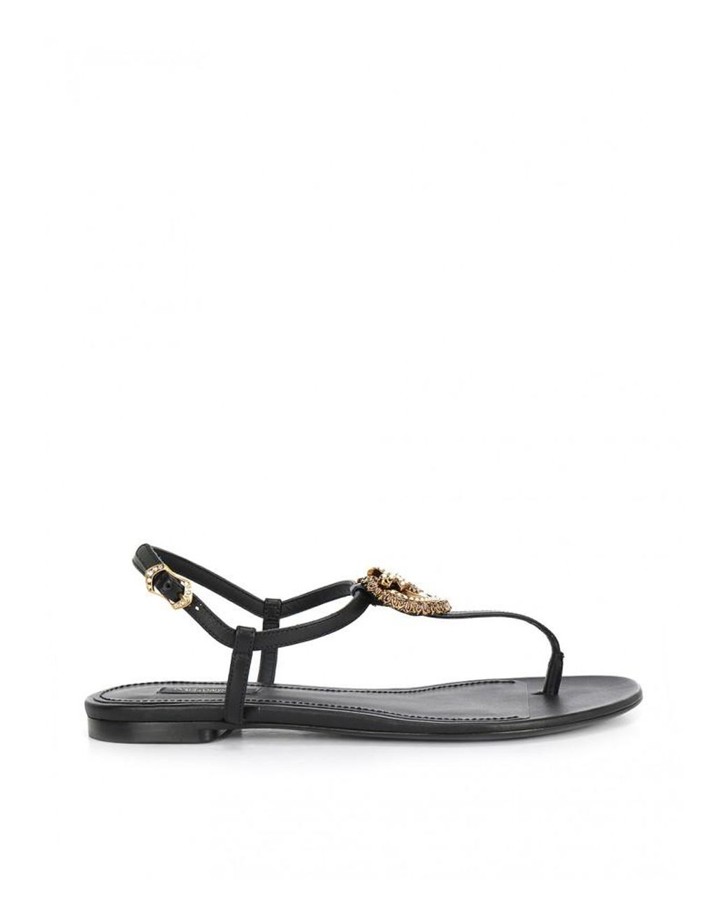 Dolce & Gabbana Leather Thong Sandals in Black - Lyst