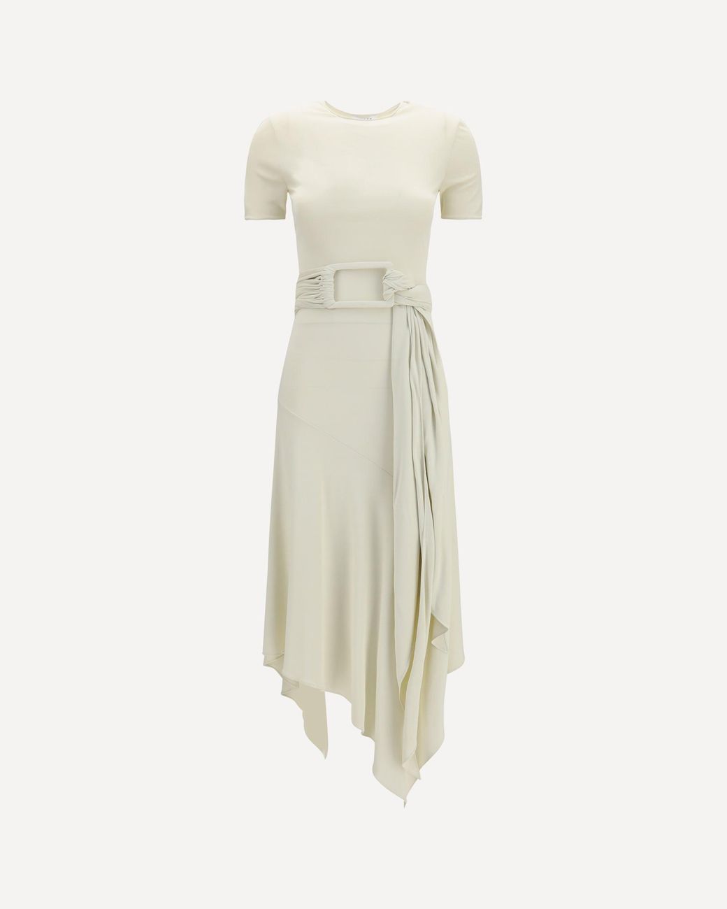 Alaïa White Belted Jersey Dress