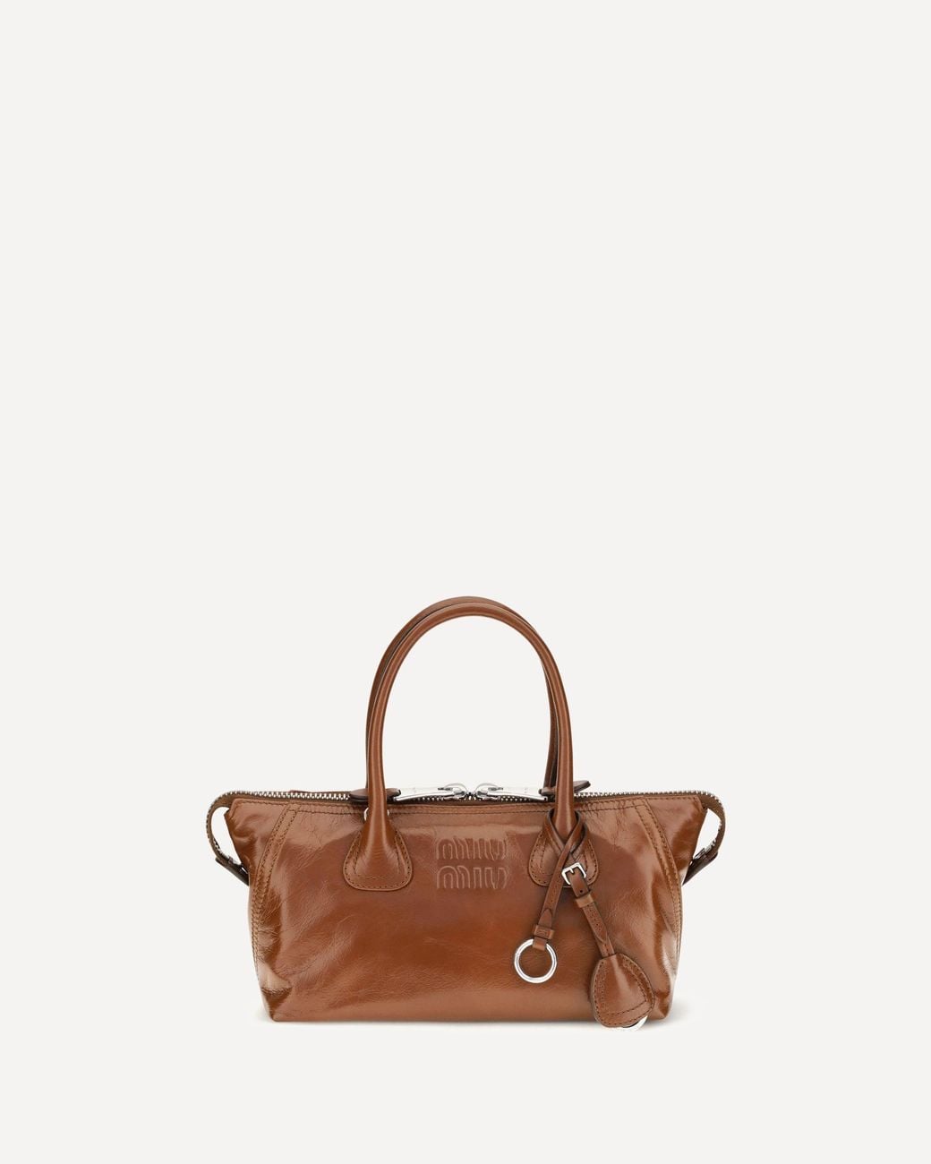 Miu Miu Brown Glossy Leather Handbag