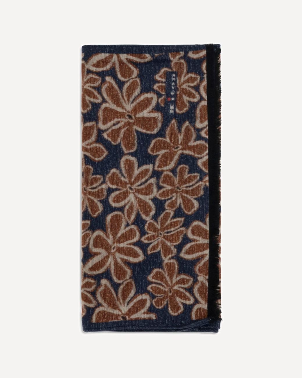 Kiton Multicolor Floral Print Scarf With Fringes for men