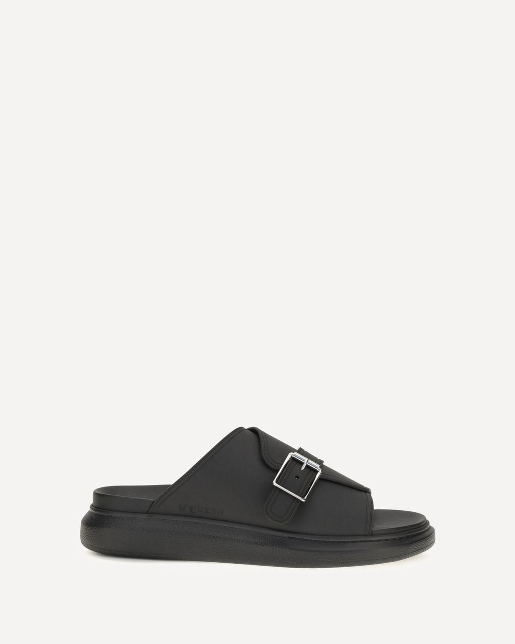 McQueen Black Buckle Slide Sandals for men