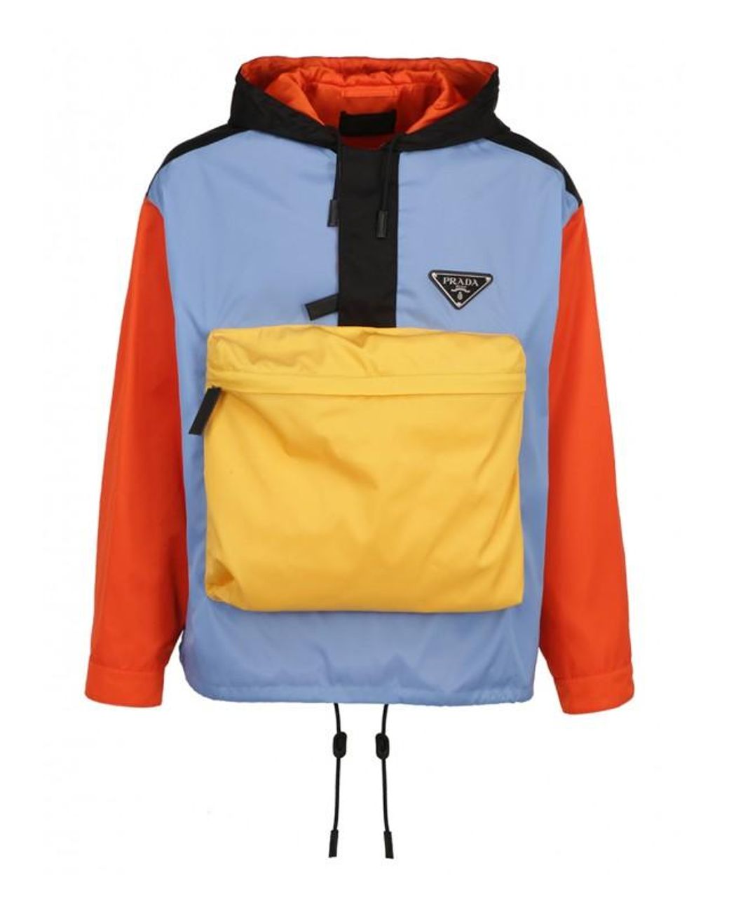 Prada Synthetic Hooded Colour-blocked Jacket in Blue for Men | Lyst