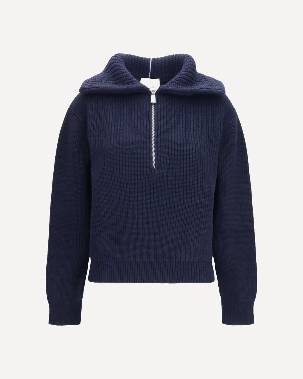 Malo Blue Cashmere High-Neck Zip Sweater