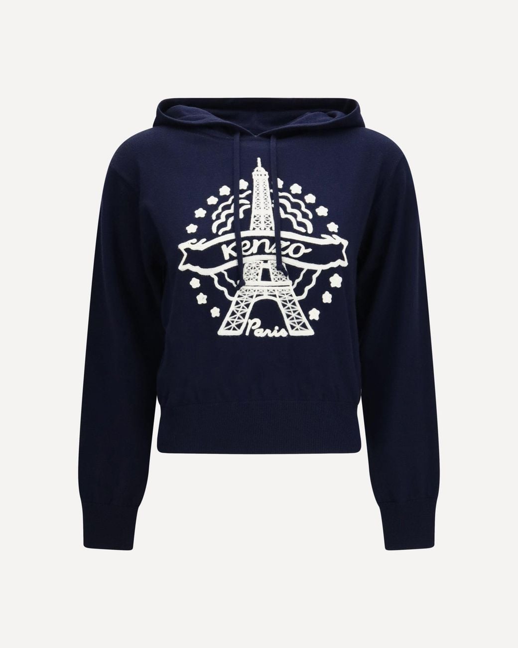 KENZO Blue Eiffel Tower Design Wool Hoodie