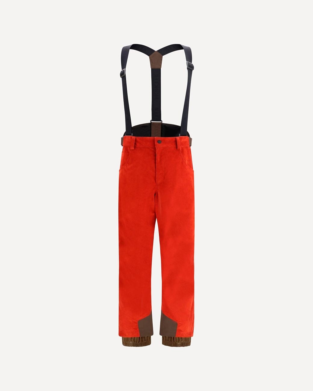 Moncler Red Corduroy Insulated Ski Bib Pants for men