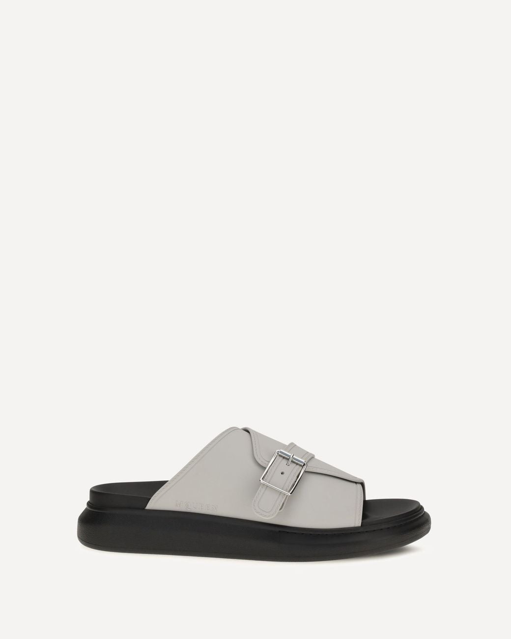 McQueen White Buckle Slide Sandals for men