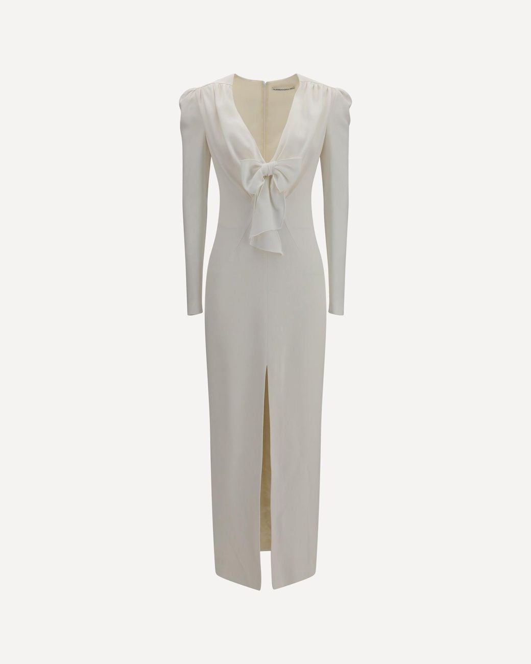 Alessandra Rich Gray V-Neck Dress With Bow