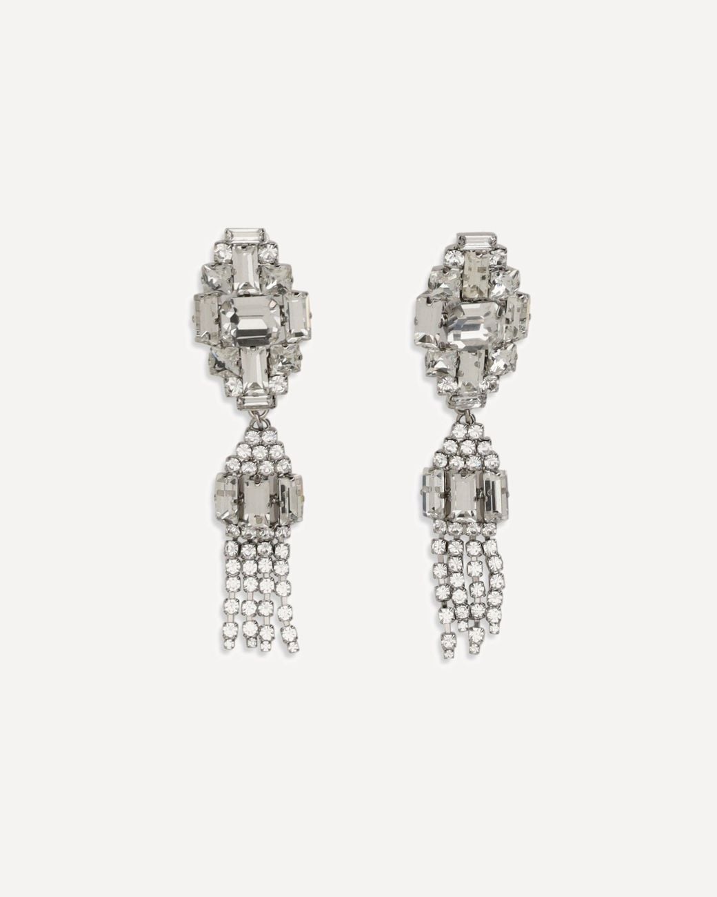 Alessandra Rich White Colored Crystal Drop Earrings