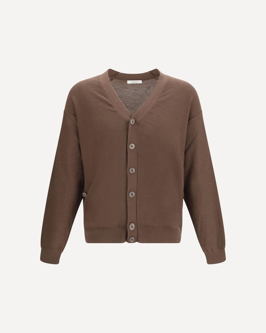 Lemaire Brown Merino Wool Blend Cardigan for men