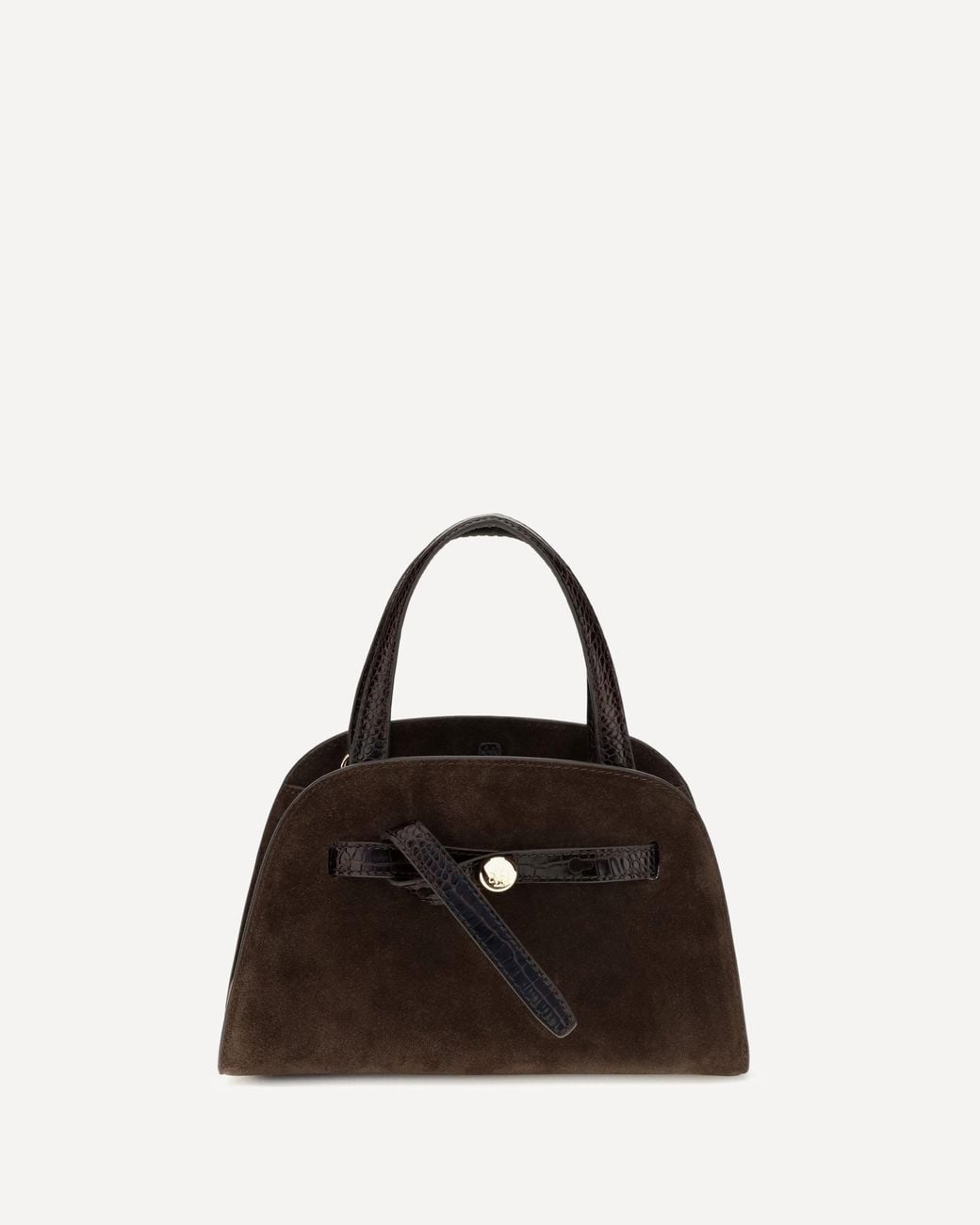 Tory Burch Black Small Romy Suede Top Handle Bag