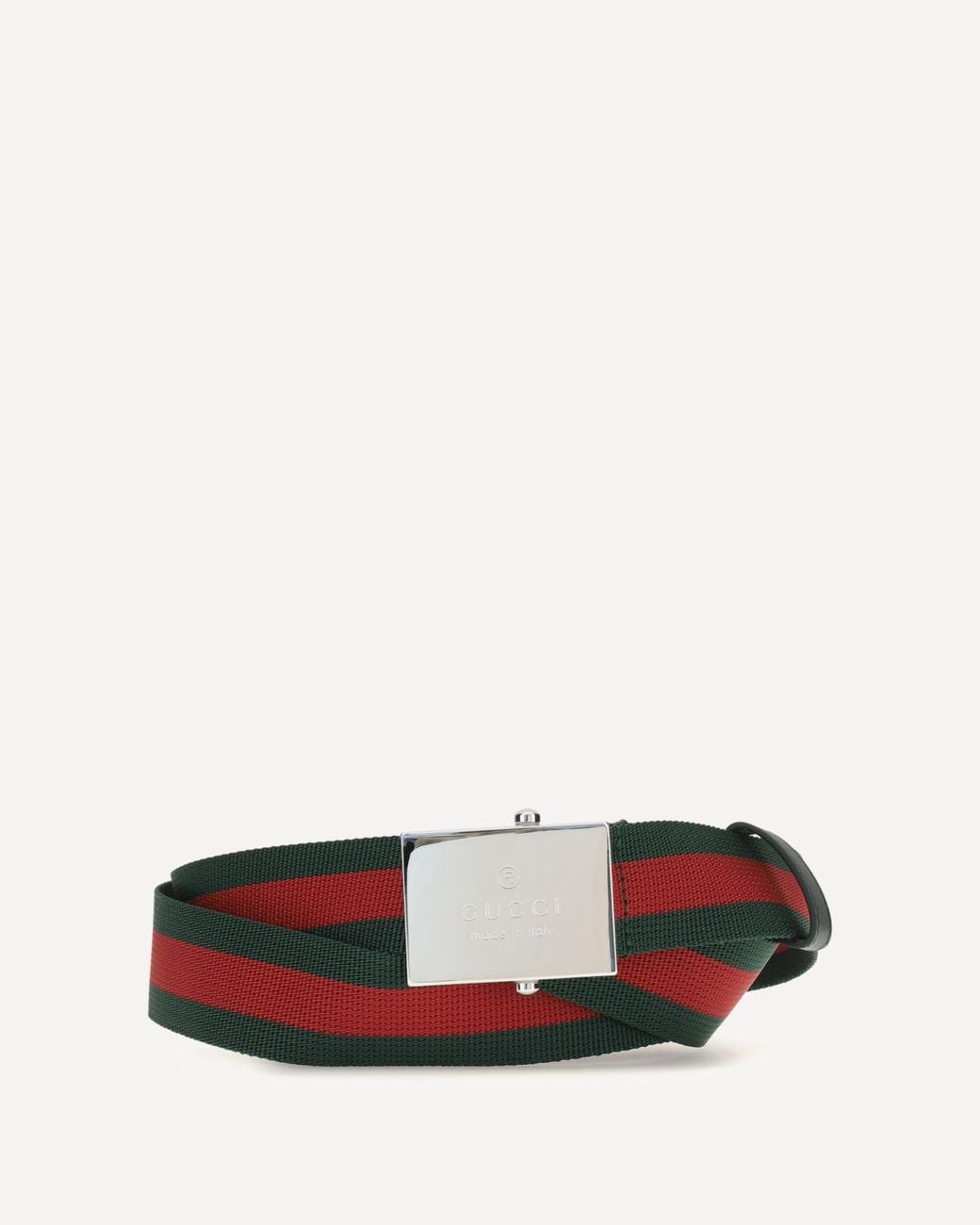 Gucci White Web Ribbon Belt With Rectangular Buckle for men