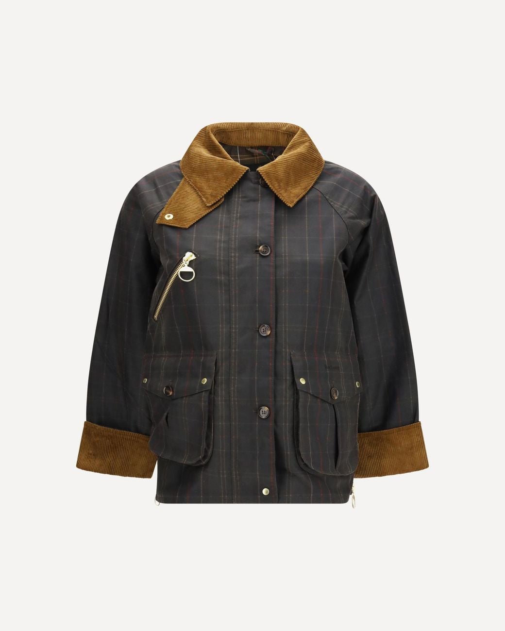 Barbour Black Marena Check Waxed Jacket