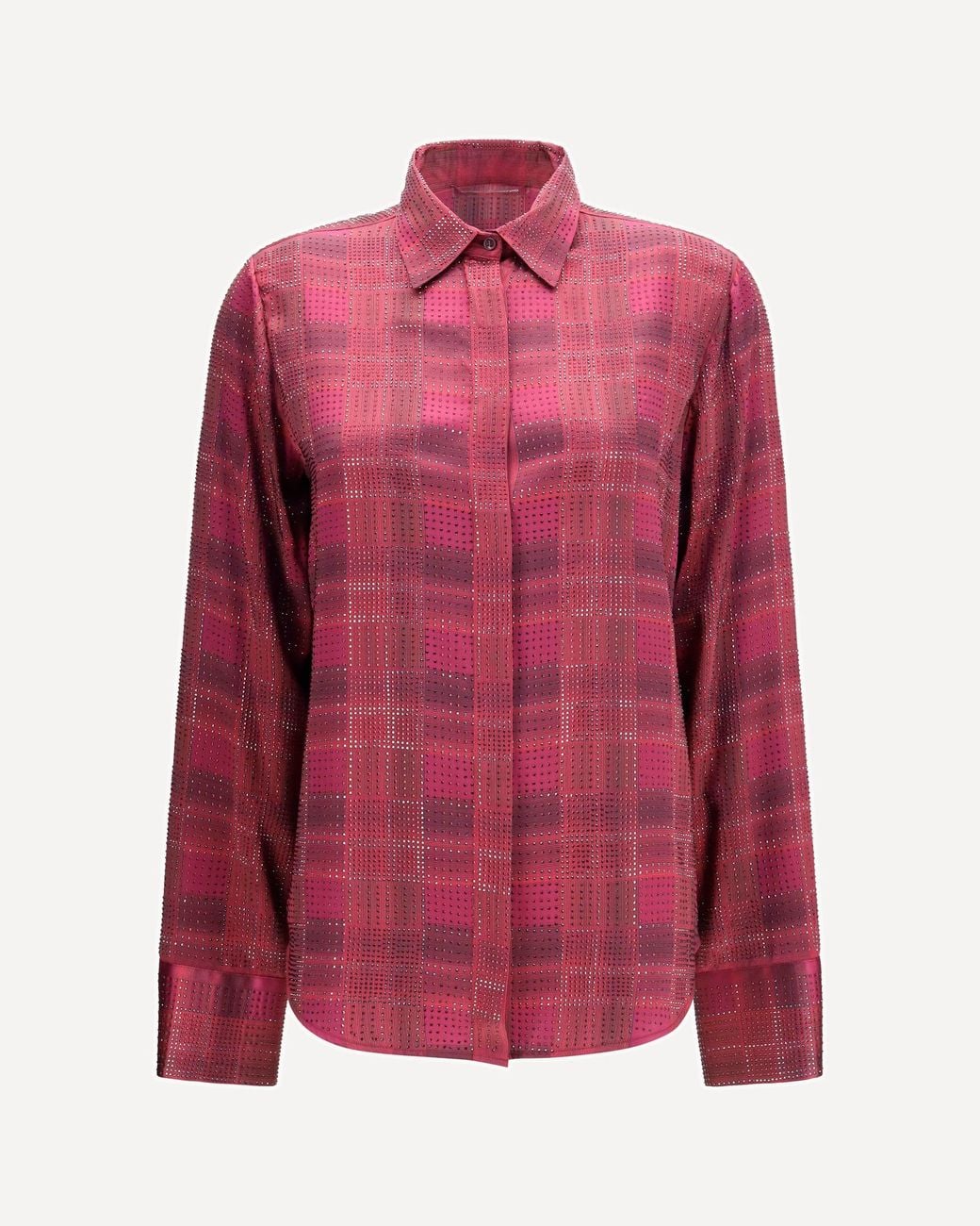 Ermanno Scervino Pink Crystal Check Satin Shirt