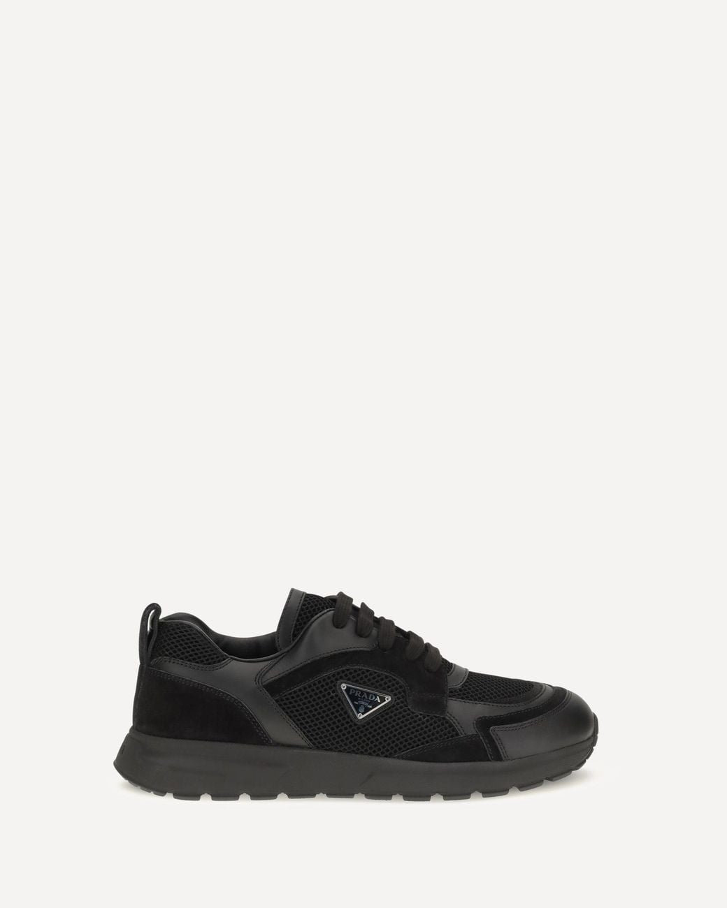 Prada Black Prax Leather And Fabric Sneakers for men