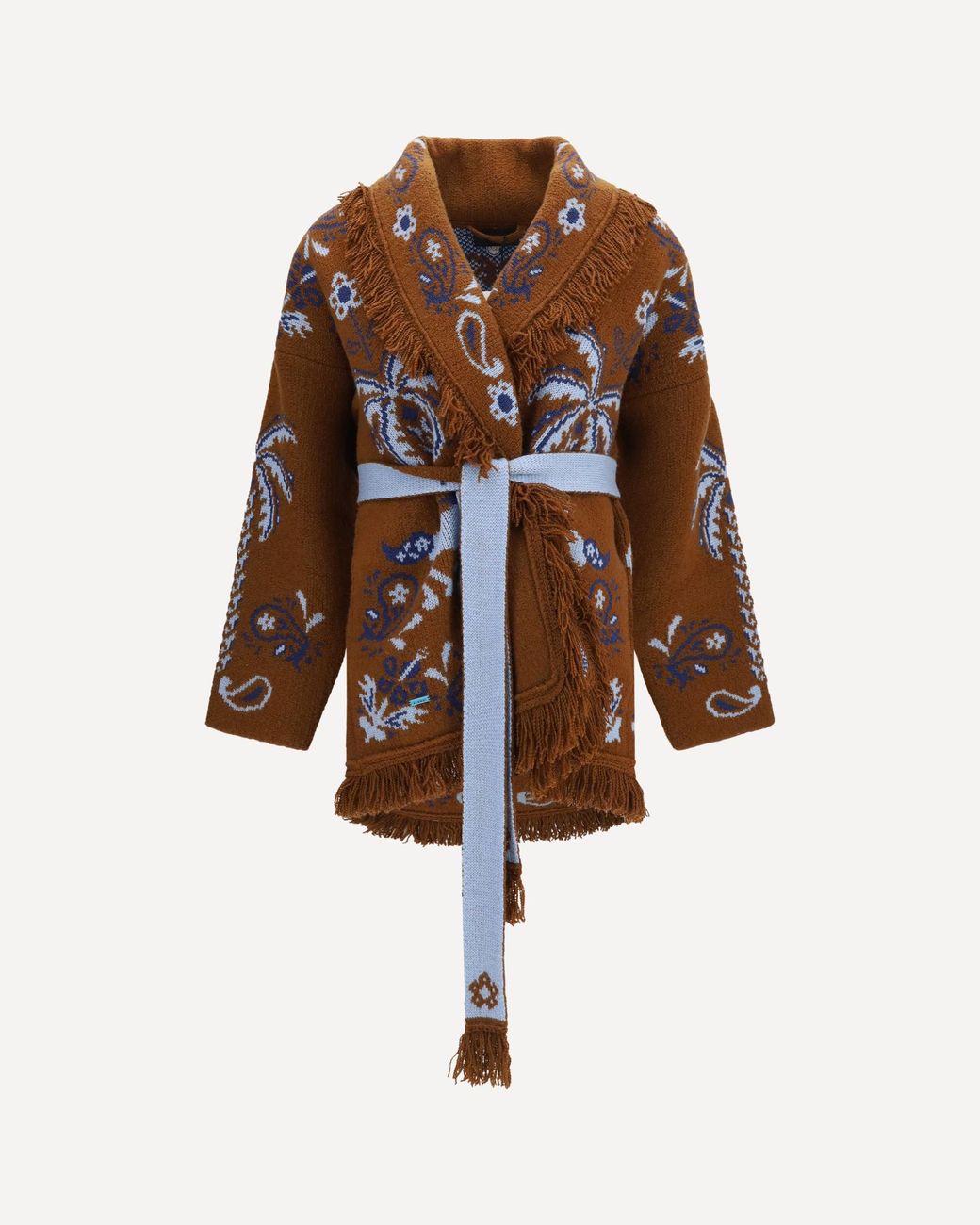 Alanui Brown Island Roots Cardigan With Belt