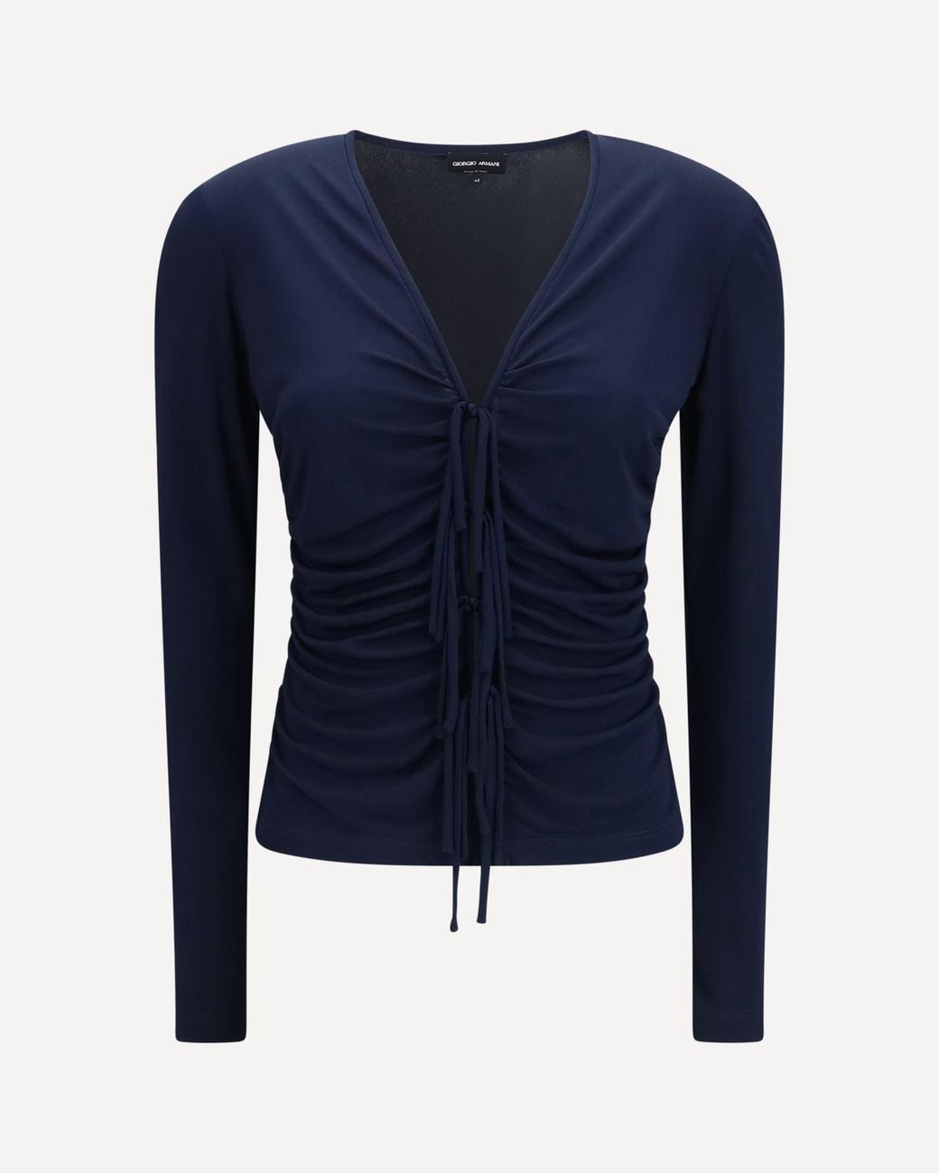 Giorgio Armani Blue V-Neck Viscose Jersey Top