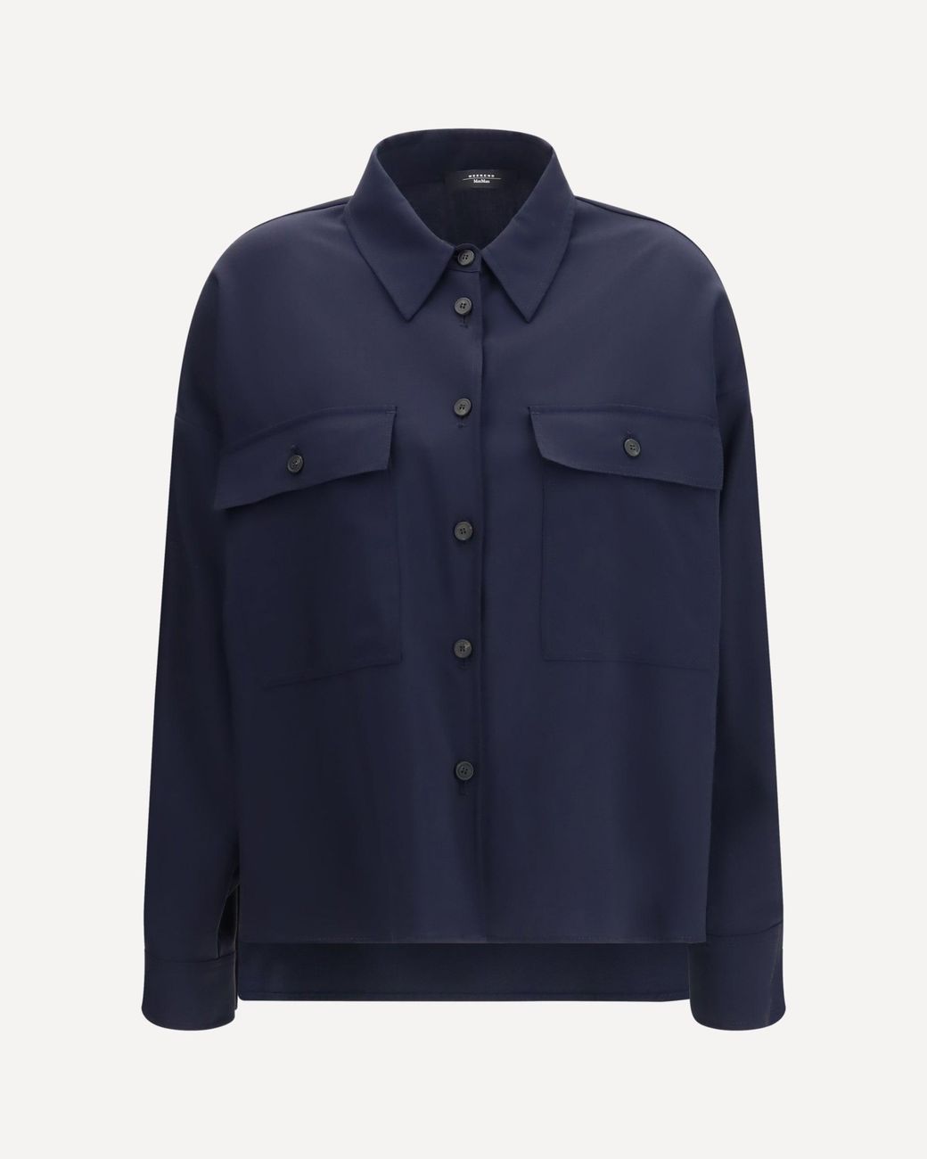 Weekend by Maxmara Blue Mulino Cropped Shirt Jacket