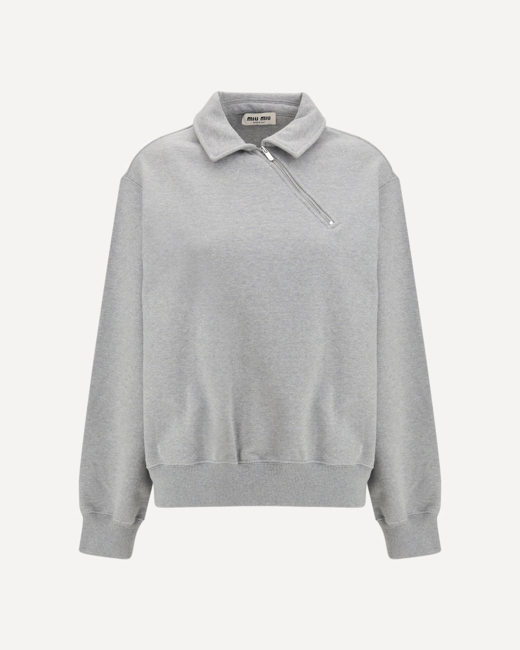 Miu Miu Gray Sweatshirt With Oblique Zip Closure