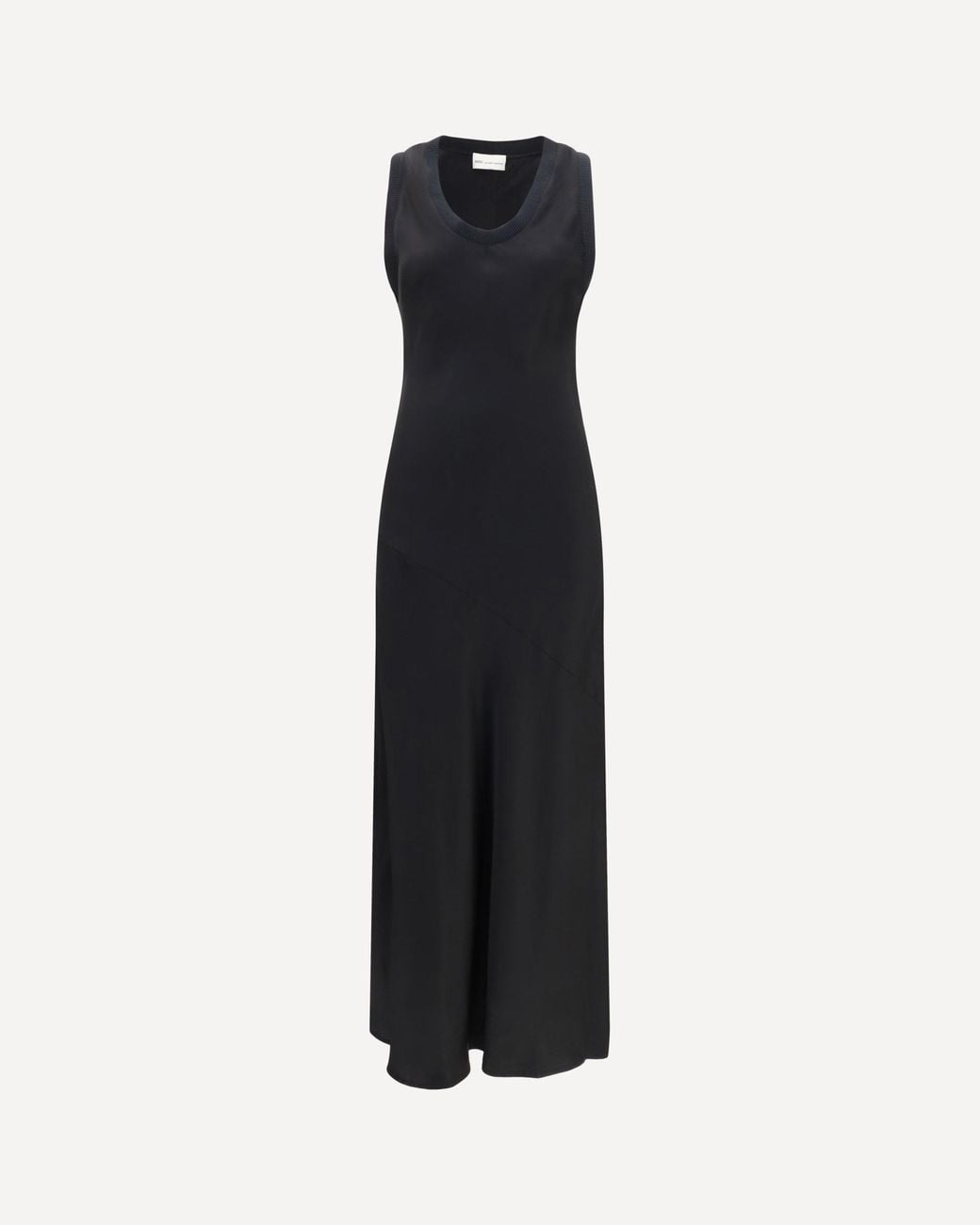 AMI Blue Sleeveless Long Fluid Satin Dress