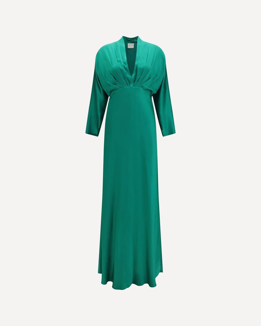 Forte_forte Green Forte_Forte Silk Satin Long Dress With Royal V-Neck