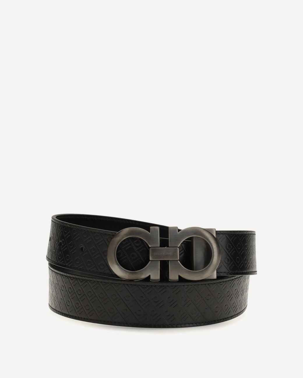 Ferragamo Black Reversible Gancini Leather Belt for men