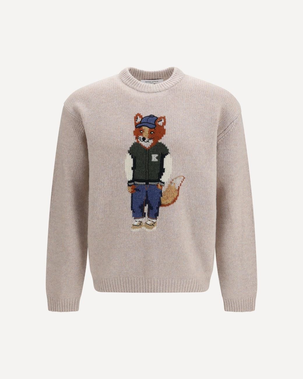 Maison Kitsuné White Dressed Fox Wool-Blend Sweater for men