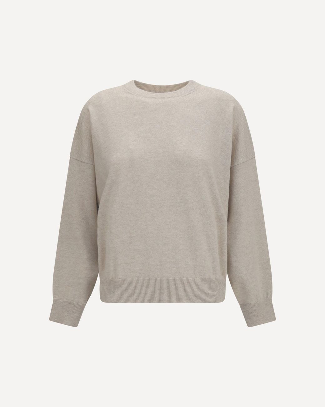Brunello Cucinelli Gray Cashmere Sweater With Monili Chain