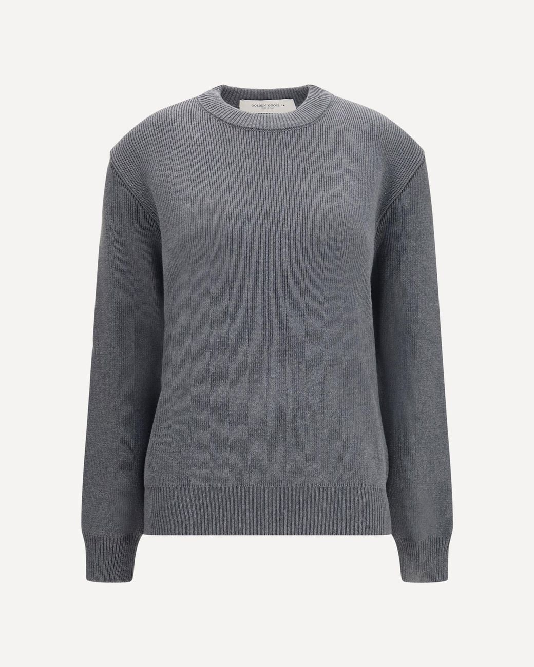 Golden Goose Deluxe Brand Gray Cotton Crewneck Sweater With Back Logo