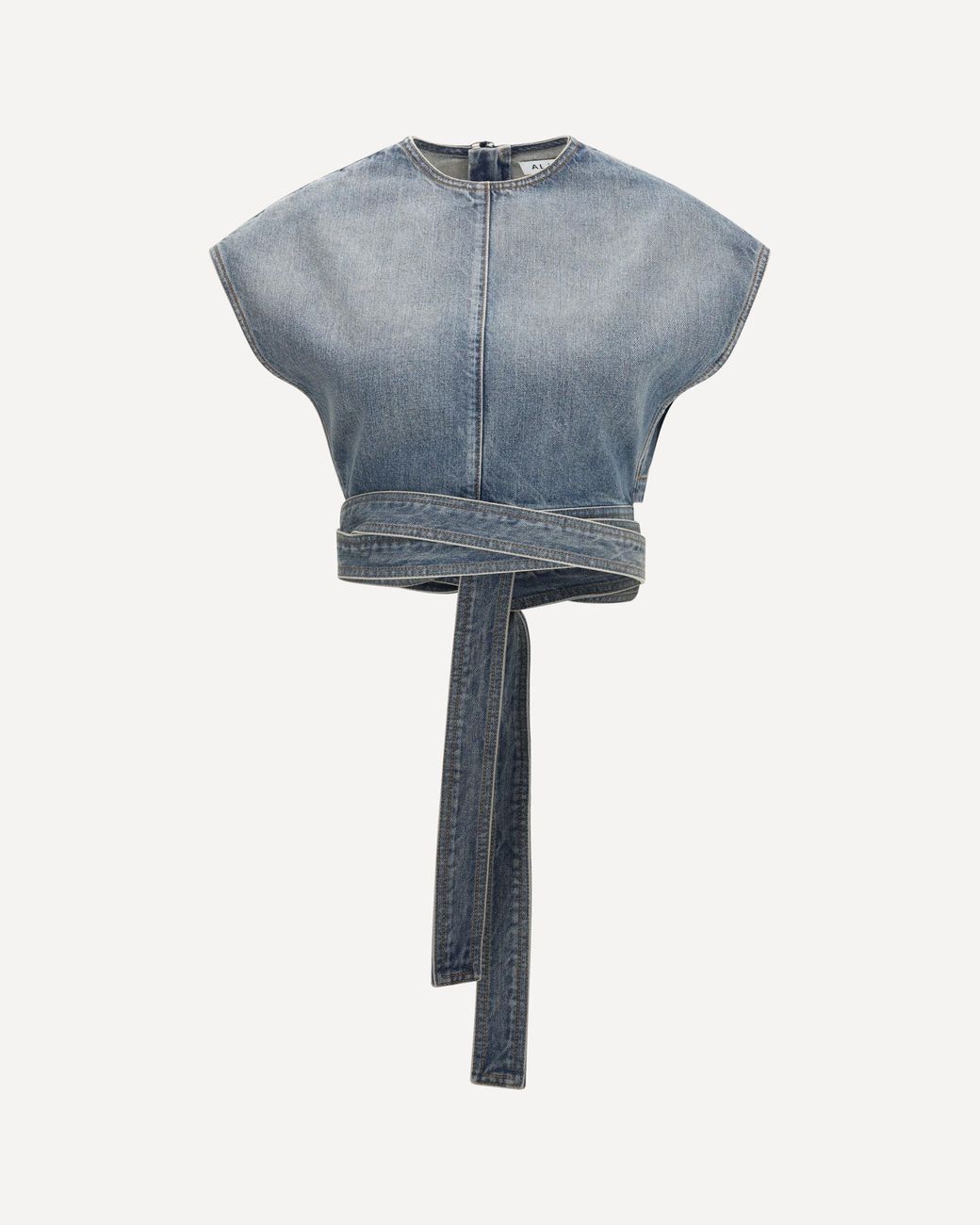 Alaïa Blue Denim Belt Top