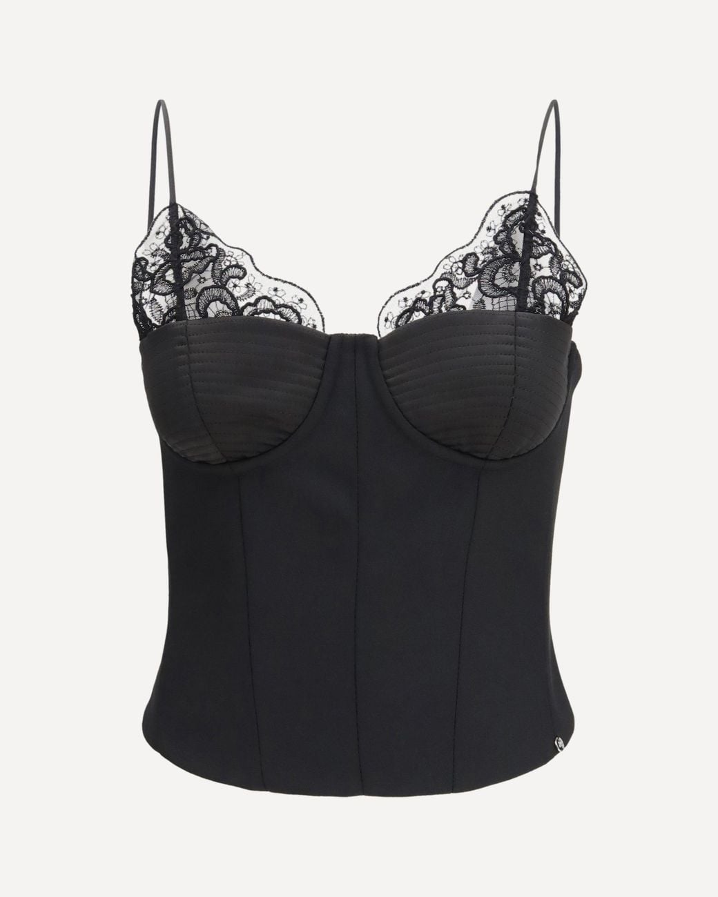 Nissa Black Wool-Blend Lace Top