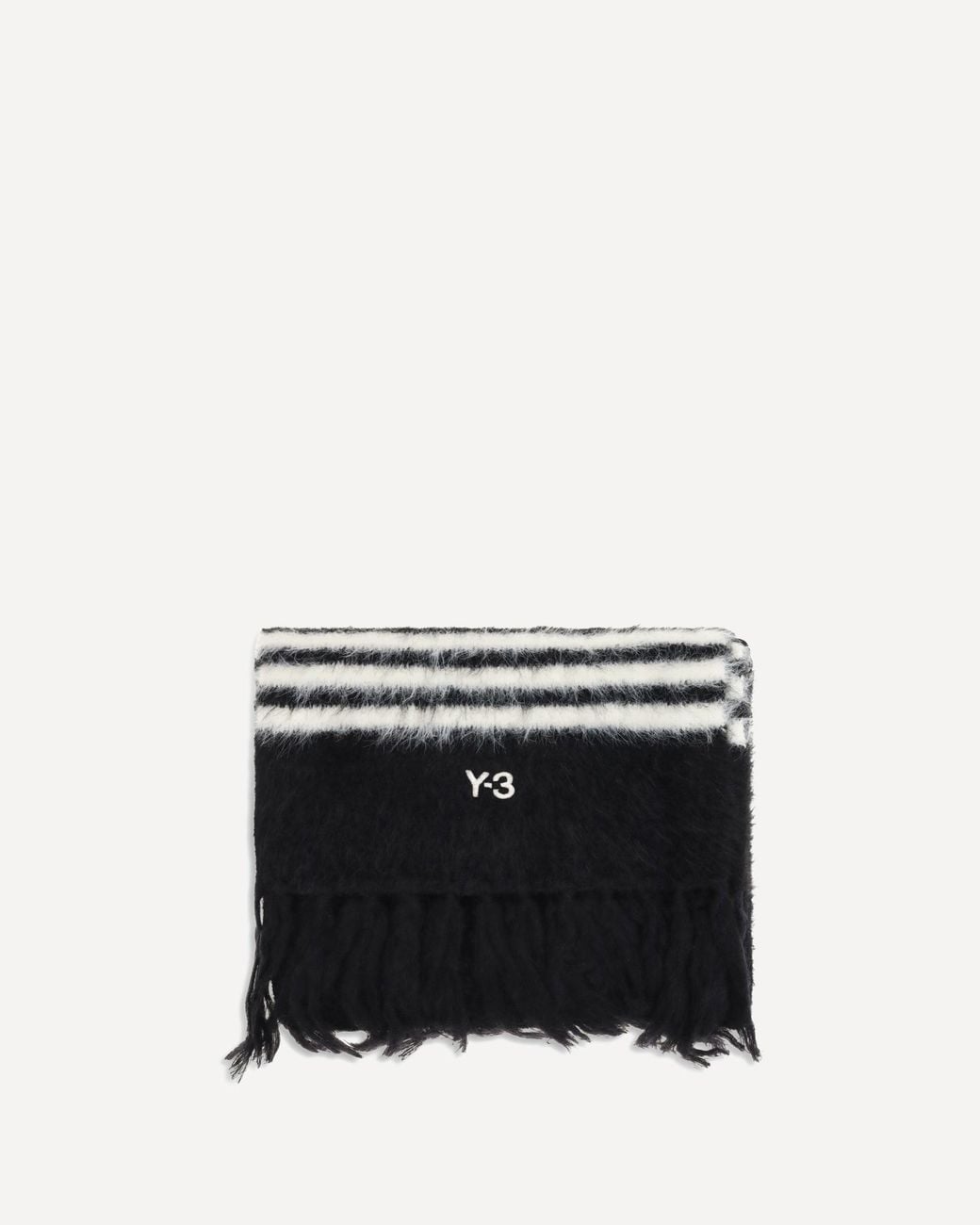Y-3 Black Brushed Fringed Scarf for men