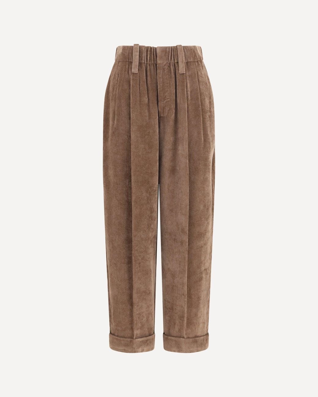 Brunello Cucinelli Brown Elasticated Viscose And Cashmere Pants