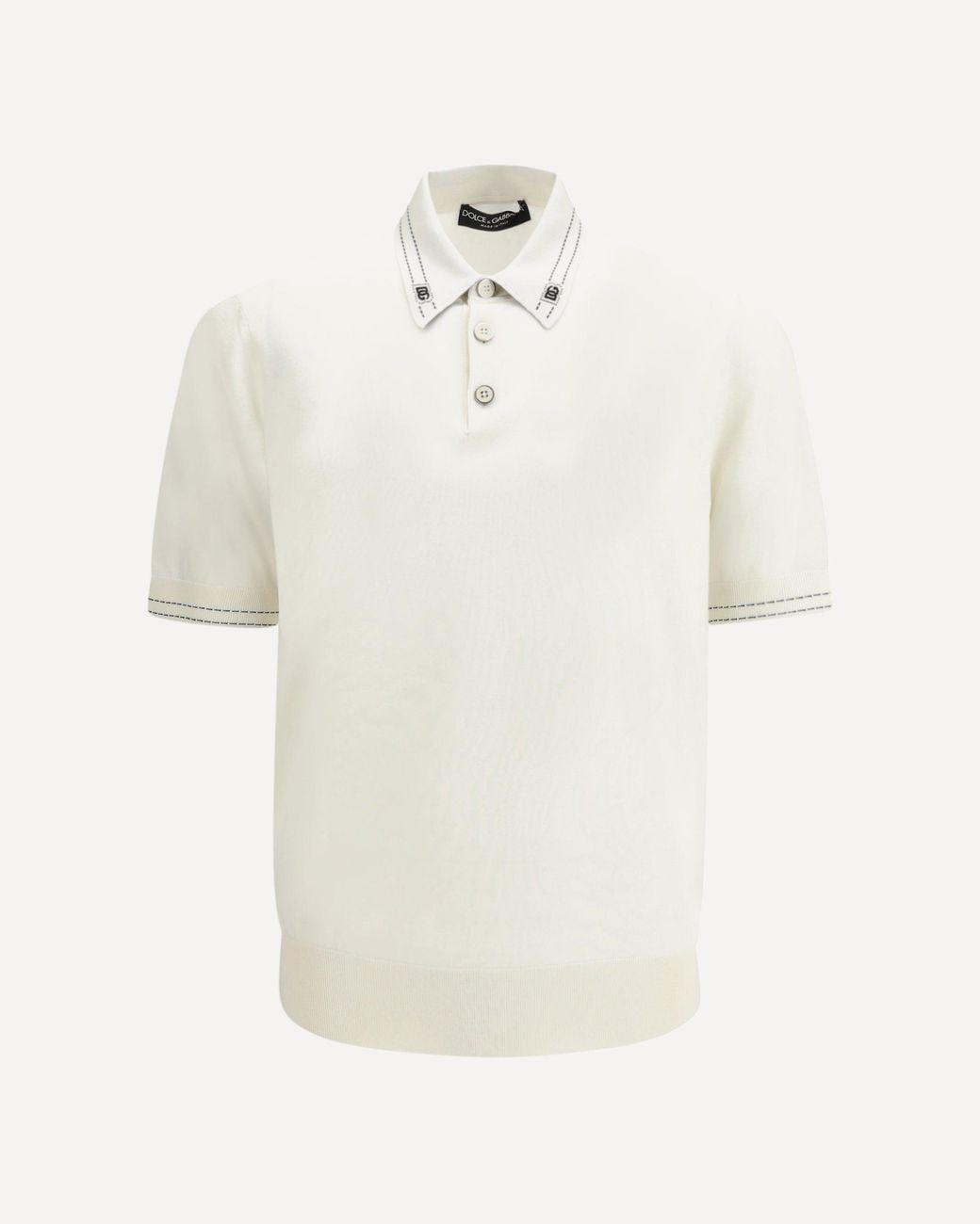 Dolce & Gabbana White Silk Polo With Collar And Short Sleeves for men