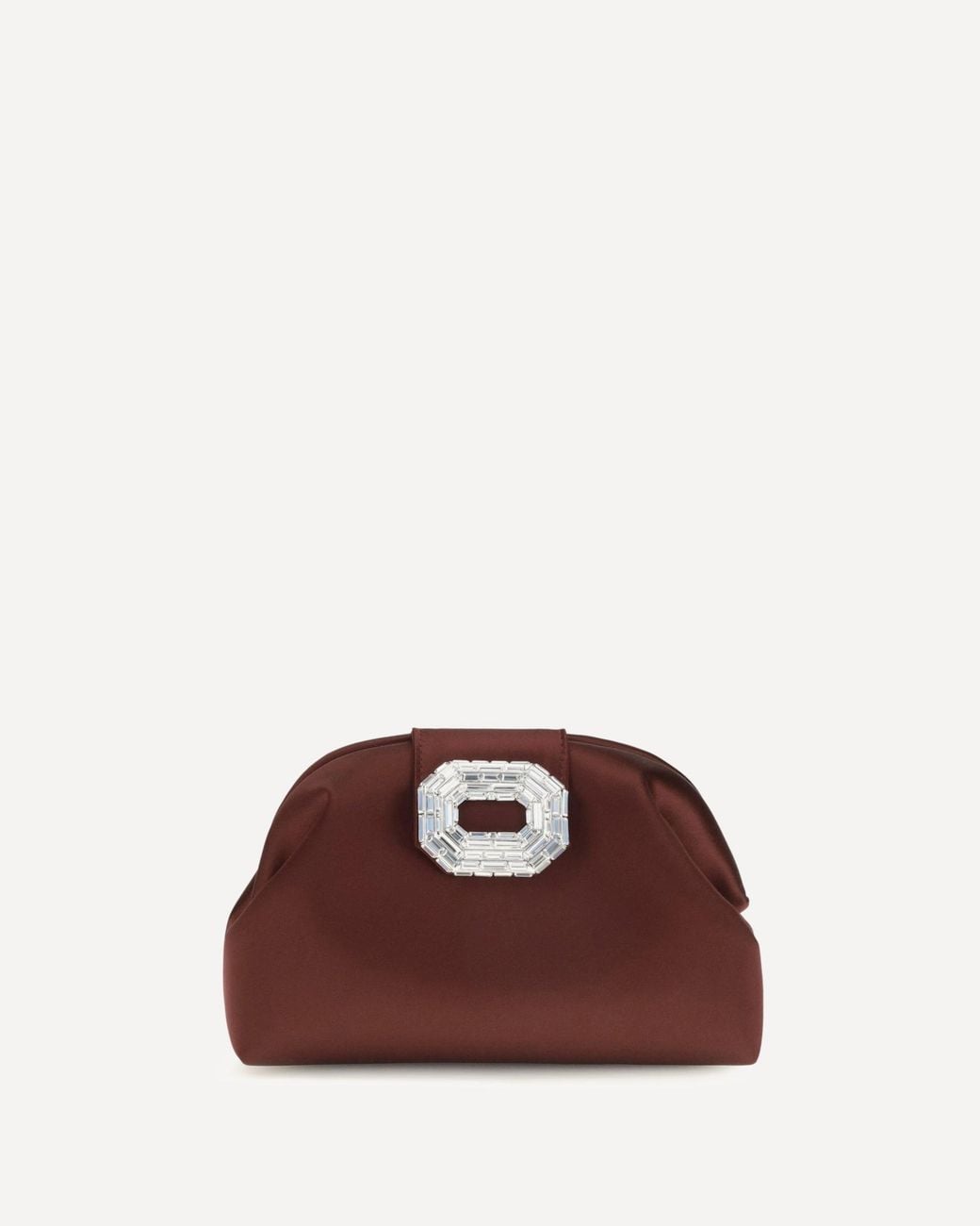 AMINA MUADDI Brown Camelia Satin Clutch