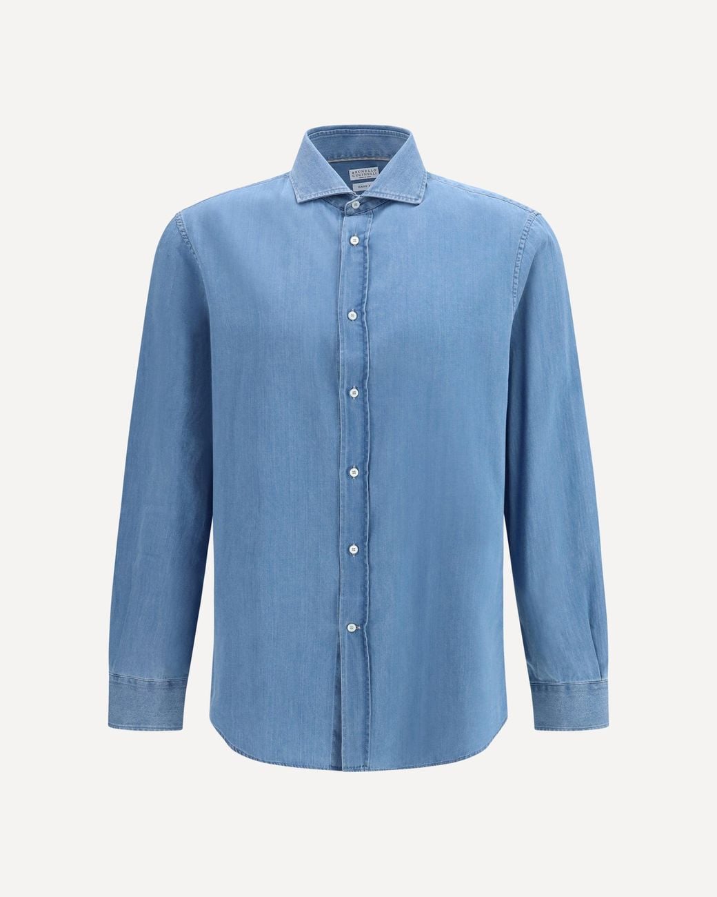 Brunello Cucinelli Blue Cotton Denim Shirt for men