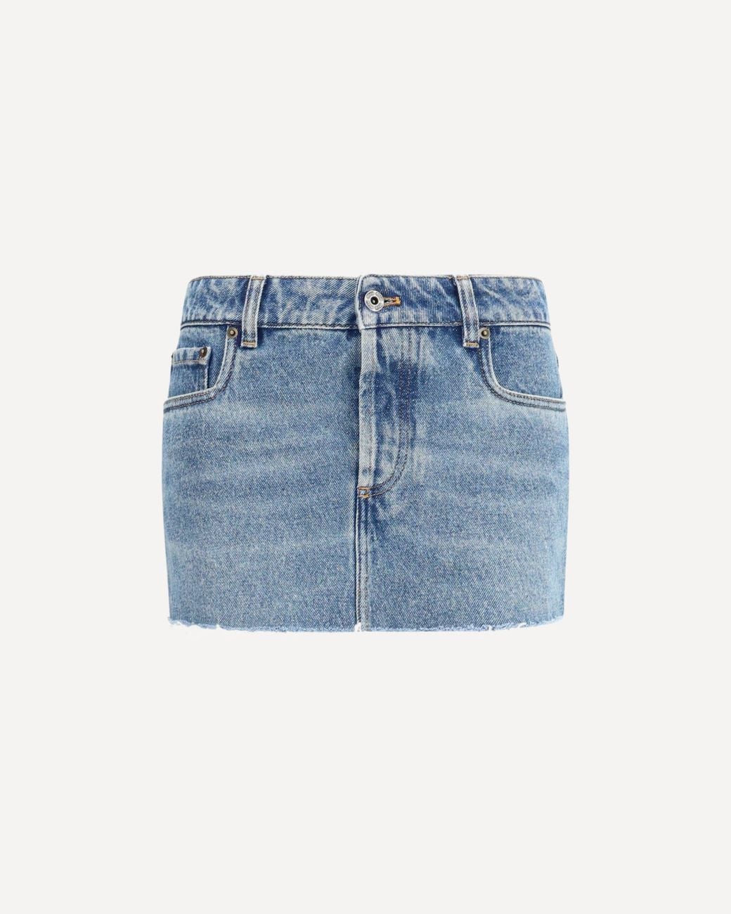 Miu Miu Blue Frayed Hem Denim Mini Skirt