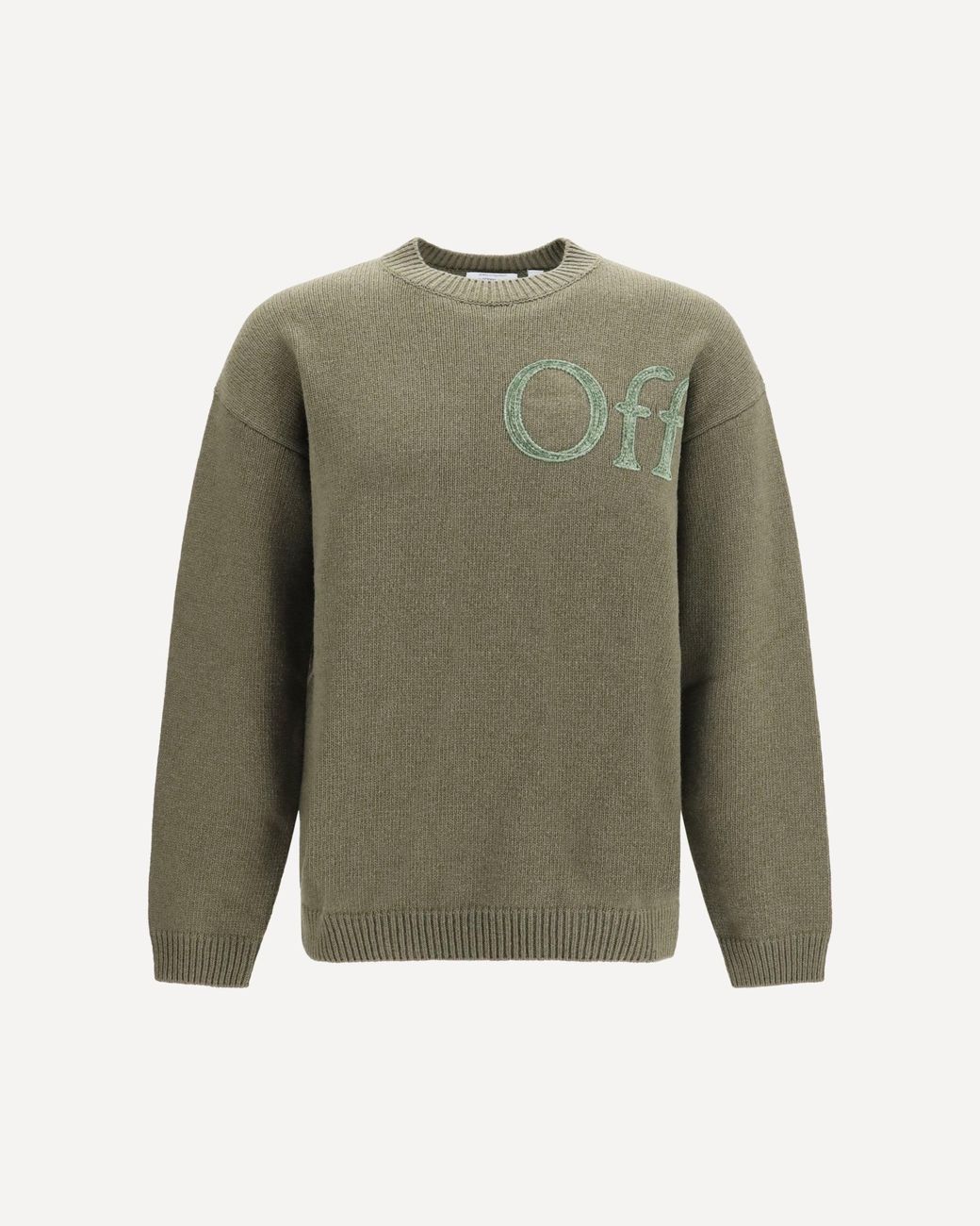 Off-White c/o Virgil Abloh Green Bookish Shared Logo Knit Crewneck for men