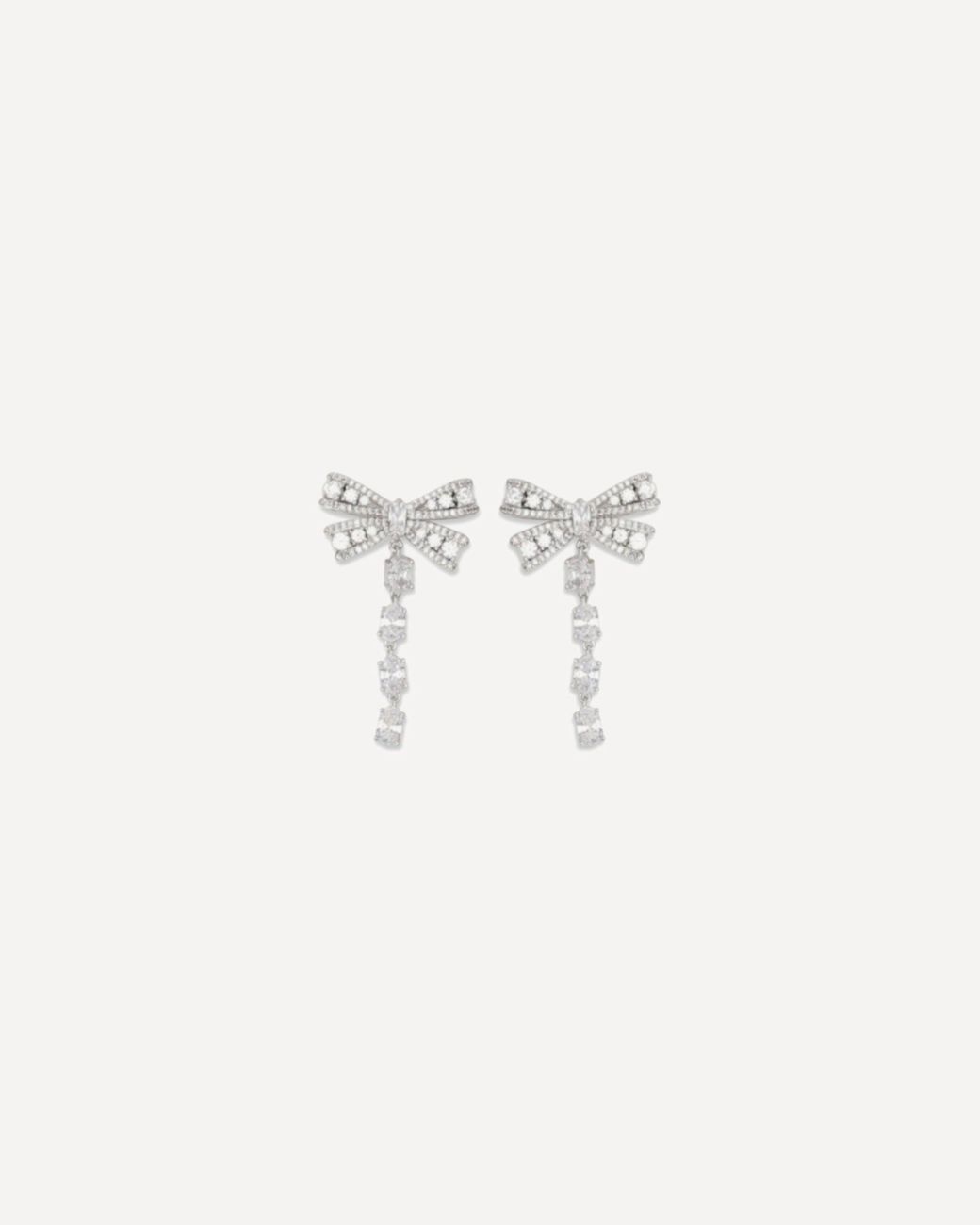 Self-Portrait Natural Crystal Bow Drop Earrings