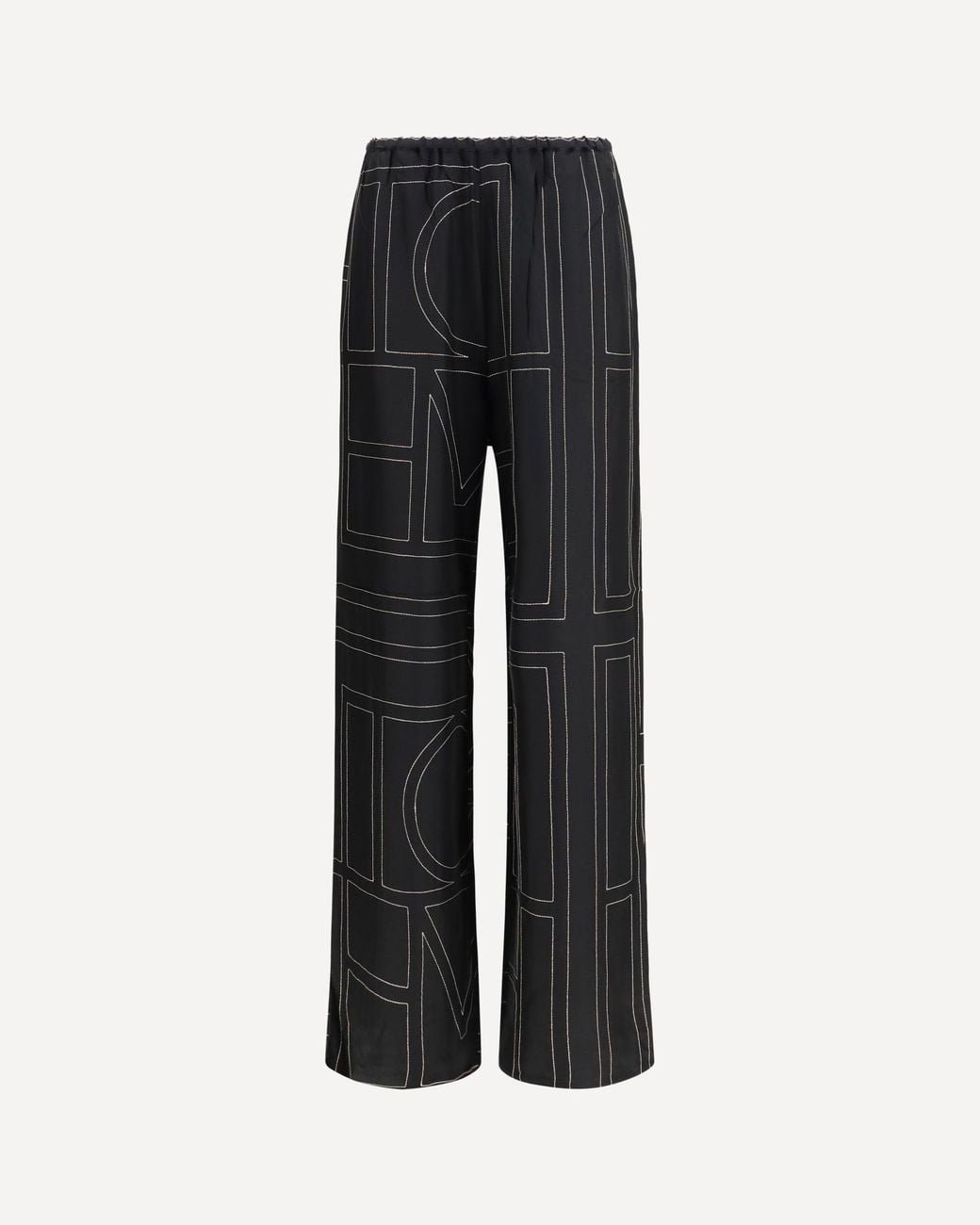 Totême Black Silk Monogram Pants
