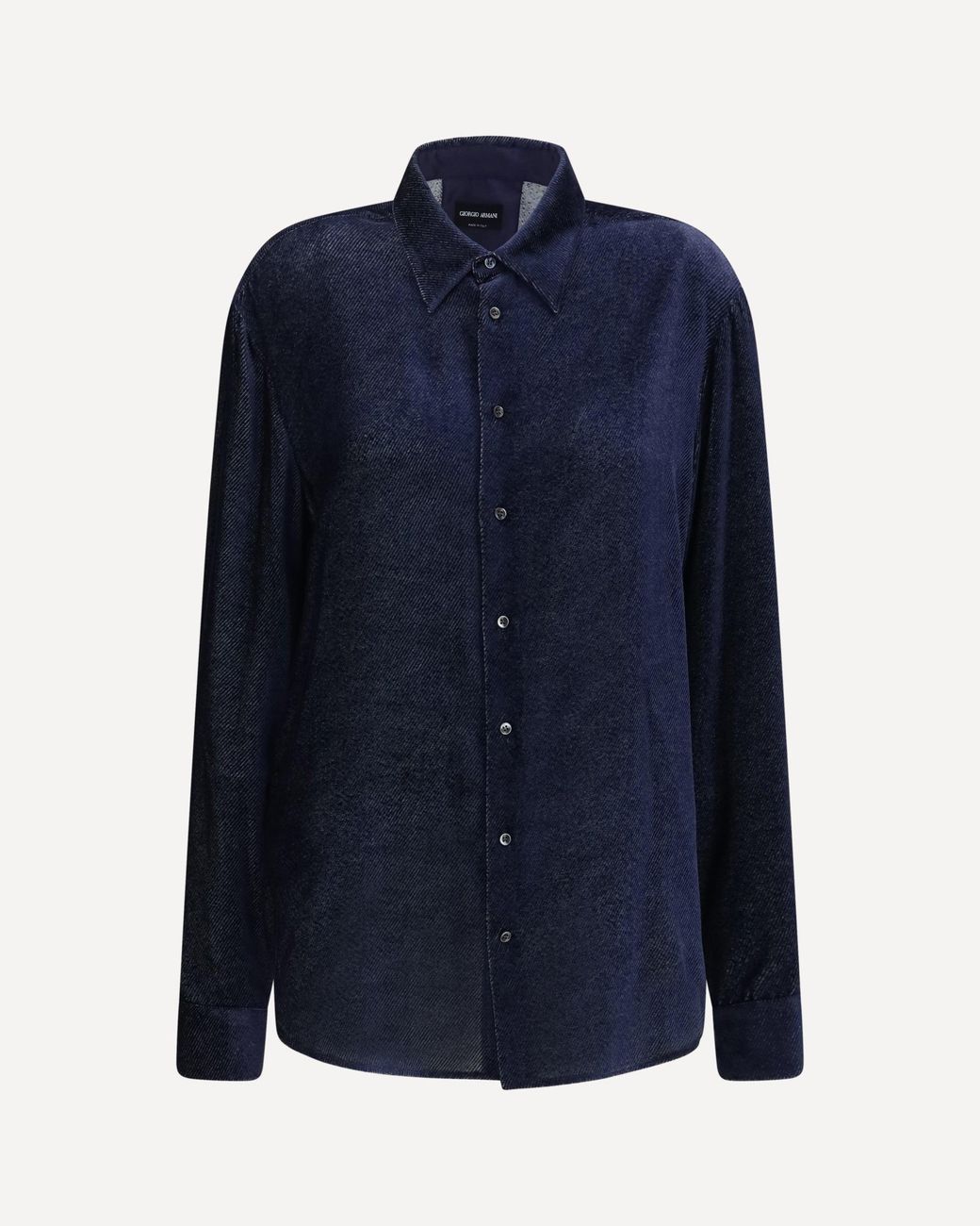 Giorgio Armani Blue Silk Blend Devoré Velvet Twill Shirt for men