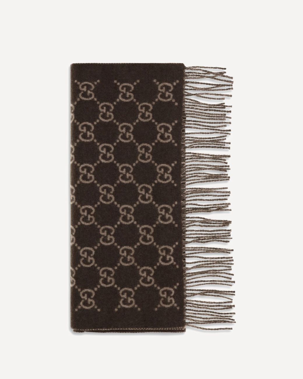 Gucci Brown Gg Cashmere Scarf for men