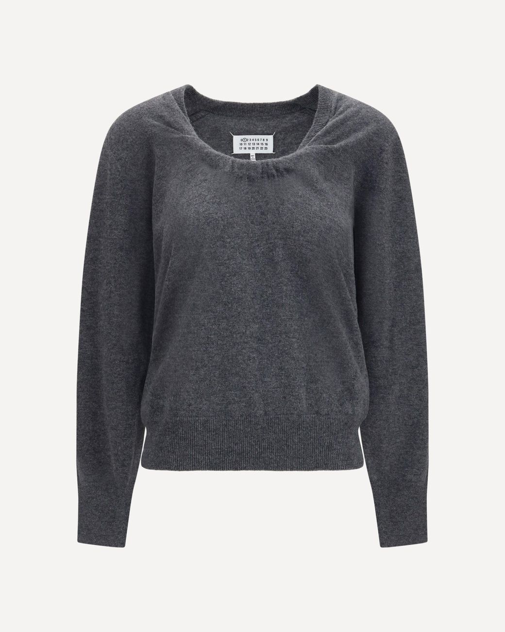 Margiela Blue Wool Sweater With Gathered Neckline